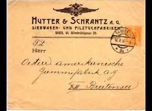 Österreich 1906, gebr. 6 H. Privat Ganzsache Brief Hutter&Schranz Wien