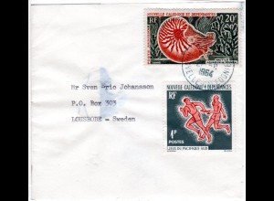 Nouvelle Caledonie 1964, 1+20 F auf Drucksachen Streifband v. Noumea n. Schweden