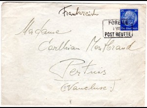 DR 1939, Östereich Posthilfstellen Stpl. Forelle Post Reutte auf Brief m. 25 Pf.