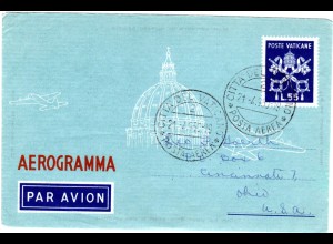 Vatikan, 55 L. Aerogramm Ganzsache, 1950 adressiert n. USA