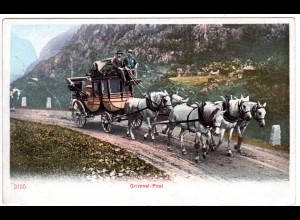 Schweiz, Grimsel-Post Pferdekutsche, ungebr. Farb-AK