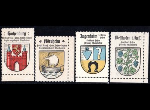 Hessen, Hachenburg, Flörsheim, Jugenheim, Westhofen, 4 Sammelmarken