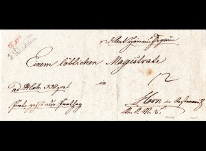 Österreich 1843, R1 FALKENAU auf Dienstbrief n. Horn