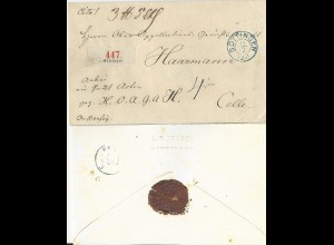 Hannover, K2 Göttingen auf gesiegeltem Paket Begleit Brief n. Celle. #558