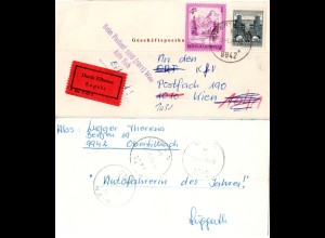 Österreich 1975, 50 Gr.+4 S. auf Eilboten Geschäftspostkarte v. Obertilliach