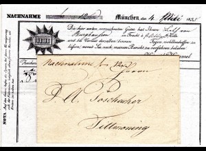 Bayern 1835, Fuhrmannsbrief v. München n. Tittmoning. Nachnahmebrief.