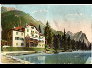 Österreich Italien, Pustertal, Hotel Toblacher See, 1910 gebr. Farb-AK