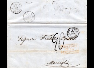 Französ. Levante 1854, Paquebots De La Mediterranée auf Brief v. Constantinople