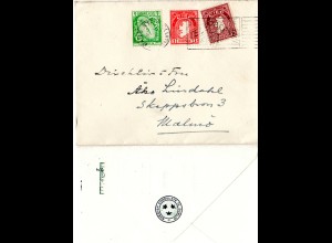Irland 1938, 1/2+1+1 1/2 P. auf Konsulats Brief v. Dublin n. Schweden