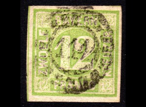 Bayern Nr. 12, allseits breitrandige 12 Kr. m. zentrischem oMR 114