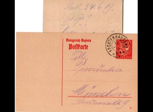 Bayern 1919, 10 Pf. Ganzsache v. Reith m. K2 FRONTENHAUSEN