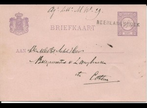 NL 1882, L1 NEERLANGBROEK klar auf 2 1/2 C. Ganzsache Karte. #1542