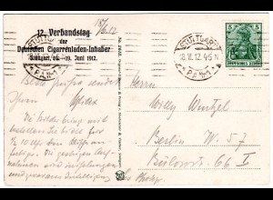 Stuttgart, Verbandstag d. Dt. Cigarrenladen-Inhaber, 1912 gebr. Sonderkarte 