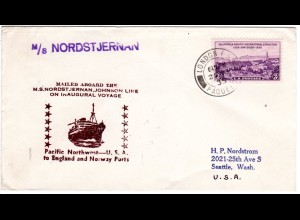 US-GB-Norway 1935, M/S NORDSTJERNAN ship mail cover with London Paquebot Stpl.