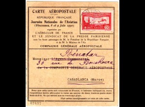 Frankreich 1930, 1,50 F. Poste Aerienne auf Carte Aèropostal Vincennes-Marokko