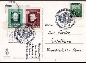 Österreich 1947, Karte m. St. Veit Sonderstpl. u. ZZBZ Zensur i.d. Schweiz