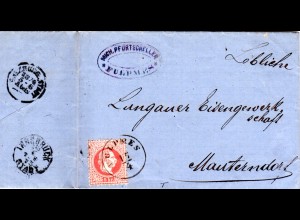 Österreich 1873, K1 FULPMES u. Absender-Cachet auf Brief m. 5 Kr n. Mauterndorf