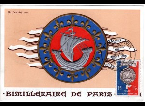 Frankreich 1951, 2000 J. Paris, Präge-Maximumkarte m. Ersttagsstpl.