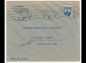 Dänemark Österreich 1922, Firmen Brief m. EF 40 öre blau (Facit 400.-). #1970