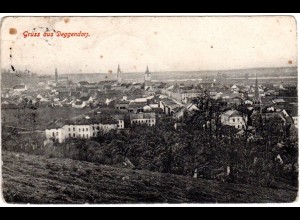 Gruss aus Deggendorf, 1909 gebr. sw-AK m. Gesamtansicht