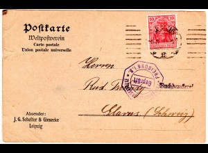 DR 1919, 10 Pf. m. perfin Firmenlochung auf Firmen Karte v. Leipzig m. Zensur