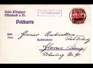 DR 1919, 10 Pf. m. perfin Firmenlochung auf Firmen Karte v. Offenbach