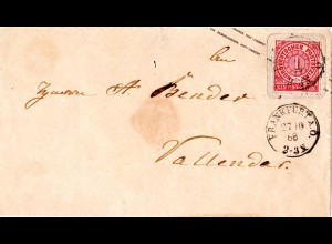 NDP 1868, 1 Gr./1 SGr. Ganzsache Brief m. K1 FRANKFURT A.O.