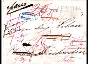 Preussen 1847, L2 WOLMIRSTÄDT auf Porto-/Franko-Brief zweimal n. Sachsen