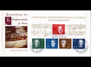 BRD 1959, Beethoven Block auf schönem FDC