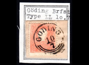 Österreich, 5 Kr. auf schönem Briefstück m. Mähren-K1 GÖDING (heute Hodonin)