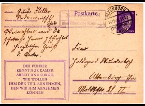 DR 1943, RODAMEUSCHEL über Altenburg (Thüringen), Landpost Stpl. auf Ganzsache