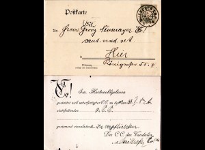 Bayern 1906, 2 Pf. auf Studentica Ortskarte der VANDALIA Verbindung