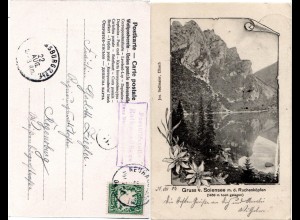 Bayern 1904, Posthilfstelle ROTHWANDHAUS Taxe Neuhaus Schliersee auf AK m. 5 Pf.