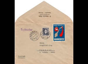 Norwegen 1956, 25 öre auf Drucksache Brief v. Hammerfest m. Polar Vignette