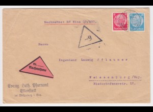 DR, Ettenstatt b Weissenburg, Nachnahme Brief m. ausgabenreiner Frankatur! #1296