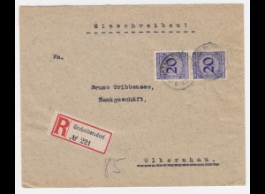 DR 1924, Großolbersdorf, Einschreiben Brief m. MeF 20 Pf. n. Olbernhau. #1601