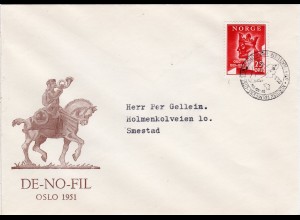 Norwegen 1951, Nordisk Frimerke Utsilling Oslo, Brief m. Ersttag Sonderstempel 