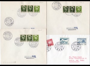 Grönland, 4 Briefe m. Stempeln v. kl. Postanstalten