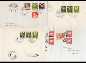 Grönland, 4 Briefe m. Stempeln v. kleineren Postanstalten