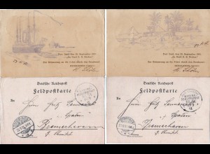 DR 1901, KD Marine Schiffspost No. 71, 2 FP-Karten v.d. Heimreise v. China
