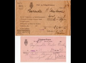 Dänemark 1934, Telegramm-Kupon nebst offiziellem Post Umschlag v. VIBORG