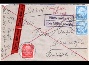 DR 1940, Landpost Stpl. ALTBERNSDORF über Löbau auf Eilboten Brief! 