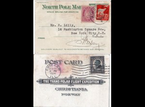 Norwegen 1925, US North Pole Mail Karte v. Chicago, zurück v. KINGS BAY