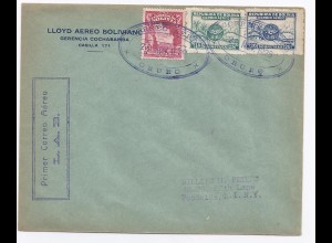 Bolivien 1929, Erstflug Brief Oruro - La Paz mit Luftpost Marken. #1566