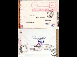 Italien 1943, Monza Freistempel Molini e Silos auf Zensur Brief n. Liechtenstein