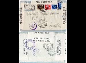 Italien 1941, 4 Marken auf Einschreiben Zensur Brief v. AVELLA i.d. Schweiz