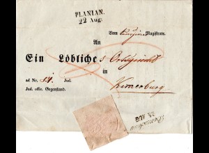 Österreich 1847, Böhmen-L2 PLANIAN klar auf Vordruck Brief n. Kammerburg