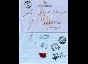 Österreich 1859, K2 NIXDORF auf Porto Brief via Sachsen u. Baden i.d. Schweiz