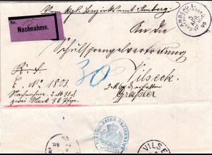 Bayern 1899, Nachnahme Brief v. AMBERG GEORGENGASSE n. Vilseck.