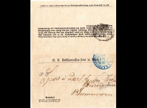 Österreich 1898, Kartenbrief m. blauem Stpl. K.K. POSTSPARKASSENAMT WIEN